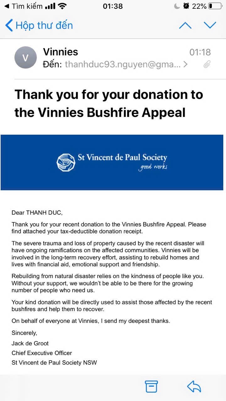 Vinnies Bushfire Appeal